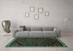 Machine Washable Persian Turquoise Traditional Area Rugs in a Living Room,, wshtr1120turq