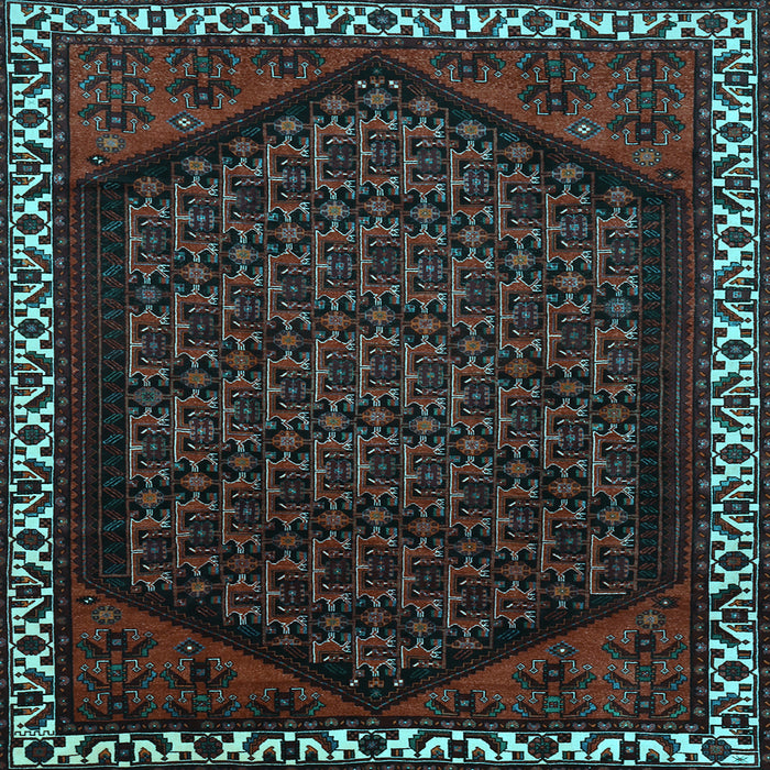 Square Machine Washable Persian Light Blue Traditional Rug, wshtr1120lblu