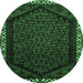 Round Machine Washable Persian Emerald Green Traditional Area Rugs, wshtr1120emgrn