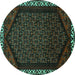 Round Machine Washable Persian Turquoise Traditional Area Rugs, wshtr1120turq