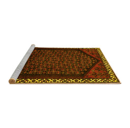 Sideview of Machine Washable Persian Yellow Traditional Rug, wshtr1120yw