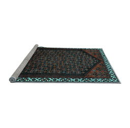Sideview of Machine Washable Persian Light Blue Traditional Rug, wshtr1120lblu