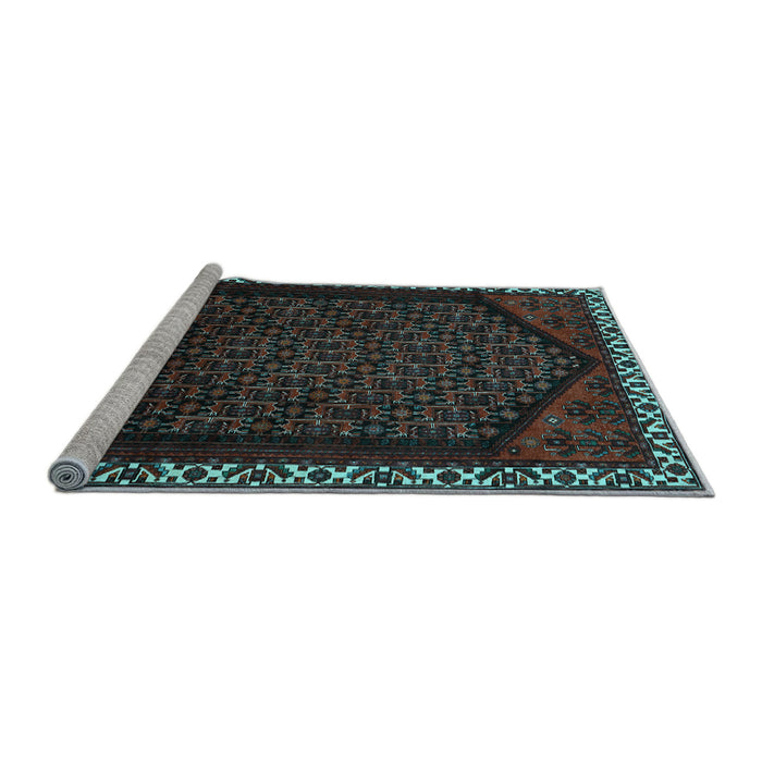 Sideview of Machine Washable Persian Light Blue Traditional Rug, wshtr1120lblu