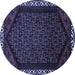 Round Persian Blue Traditional Rug, tr1120blu