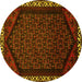 Round Persian Yellow Traditional Rug, tr1120yw