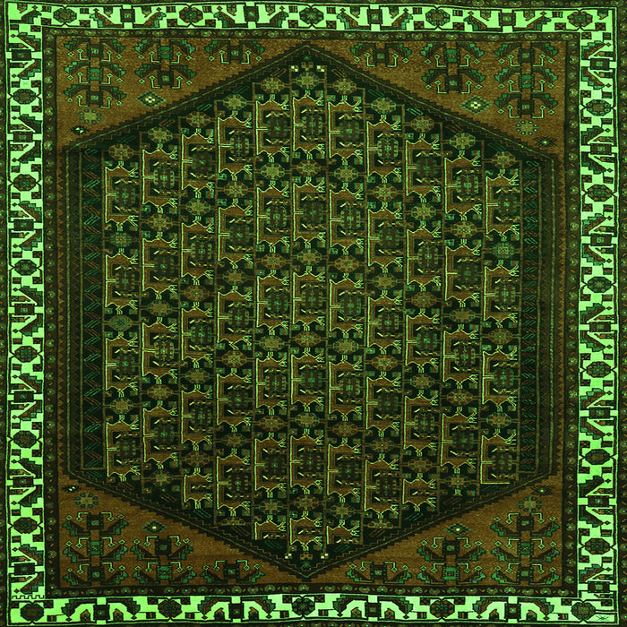 Round Machine Washable Persian Green Traditional Area Rugs, wshtr1120grn