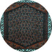 Round Persian Light Blue Traditional Rug, tr1120lblu