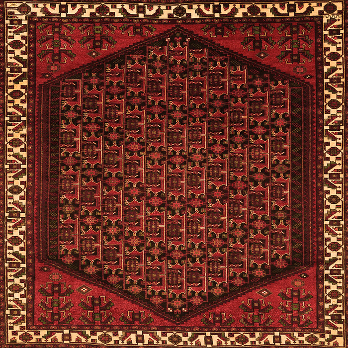 Round Machine Washable Persian Orange Traditional Area Rugs, wshtr1120org