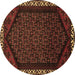 Round Machine Washable Persian Brown Traditional Rug, wshtr1120brn