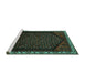 Sideview of Machine Washable Persian Turquoise Traditional Area Rugs, wshtr1120turq