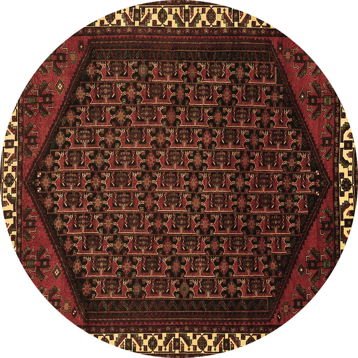 Round Persian Brown Traditional Rug, tr1120brn