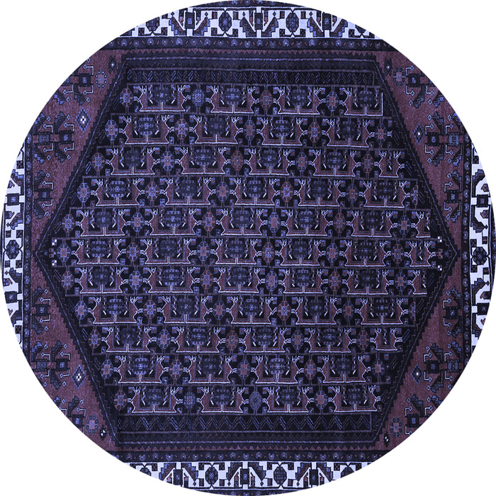 Round Machine Washable Persian Blue Traditional Rug, wshtr1120blu