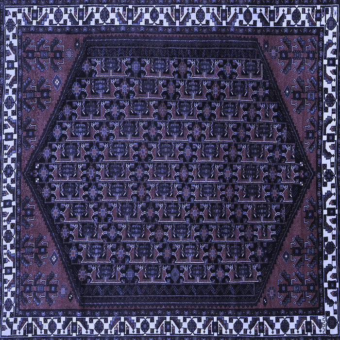 Square Machine Washable Persian Blue Traditional Rug, wshtr1120blu