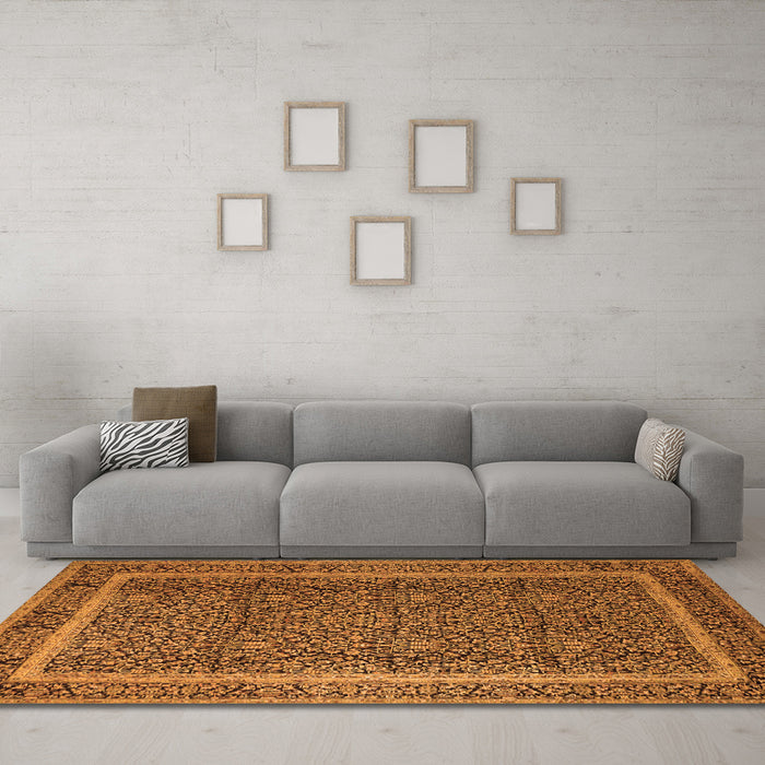 Machine Washable Persian Orange Traditional Area Rugs in a Living Room, wshtr1121org