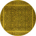 Round Machine Washable Persian Yellow Traditional Rug, wshtr1121yw