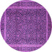 Round Machine Washable Persian Purple Traditional Area Rugs, wshtr1121pur