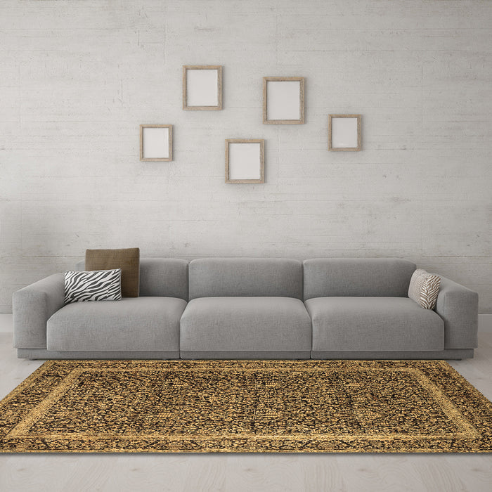 Machine Washable Persian Brown Traditional Rug in a Living Room,, wshtr1121brn