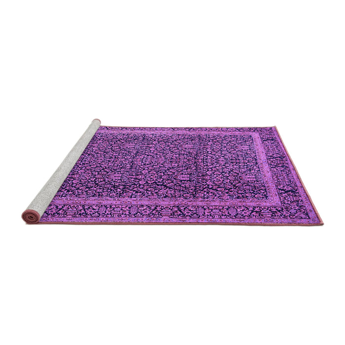 Sideview of Machine Washable Persian Purple Traditional Area Rugs, wshtr1121pur