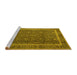 Sideview of Machine Washable Persian Yellow Traditional Rug, wshtr1121yw