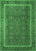 Machine Washable Persian Emerald Green Traditional Area Rugs, wshtr1121emgrn