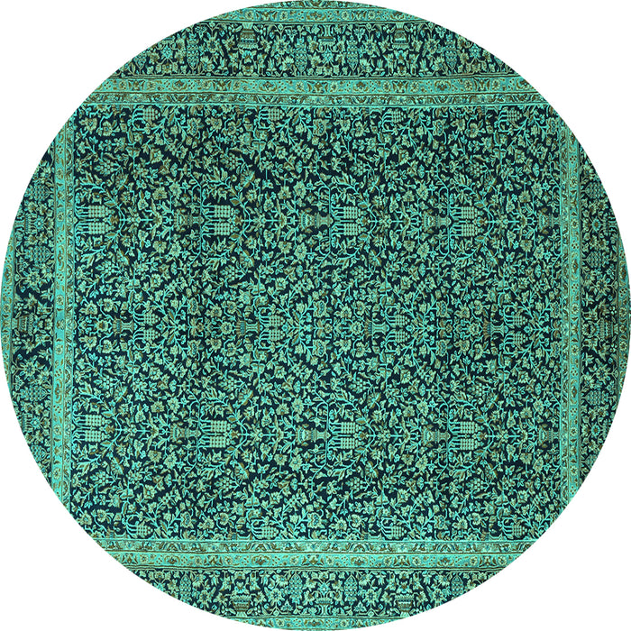 Round Persian Turquoise Traditional Rug, tr1121turq