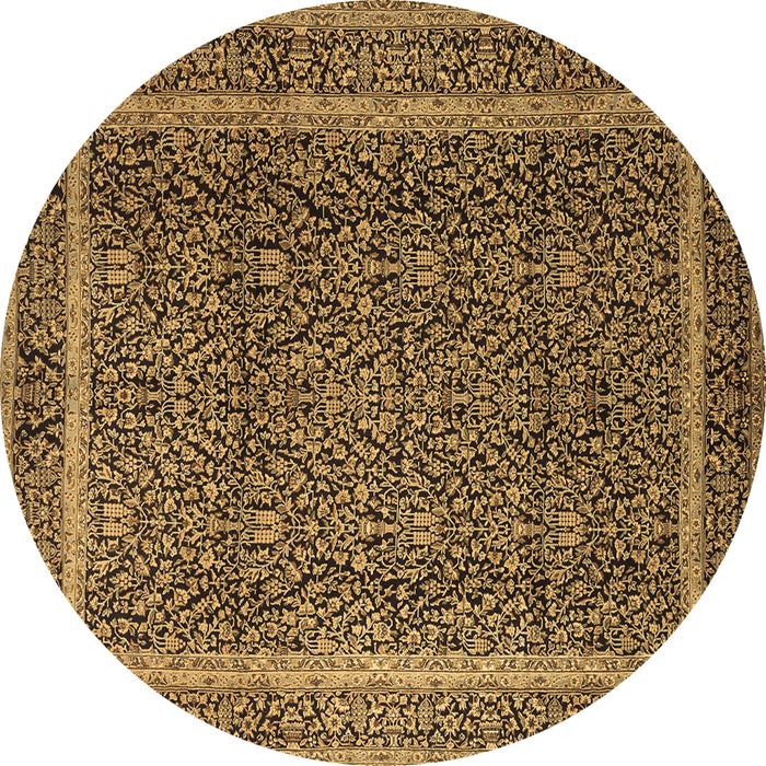Round Persian Brown Traditional Rug, tr1121brn