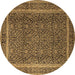 Round Persian Brown Traditional Rug, tr1121brn