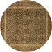 Round Machine Washable Persian Brown Traditional Rug, wshtr1121brn