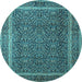 Round Machine Washable Persian Light Blue Traditional Rug, wshtr1121lblu