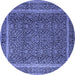 Round Machine Washable Persian Blue Traditional Rug, wshtr1121blu