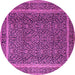 Round Machine Washable Persian Pink Traditional Rug, wshtr1121pnk