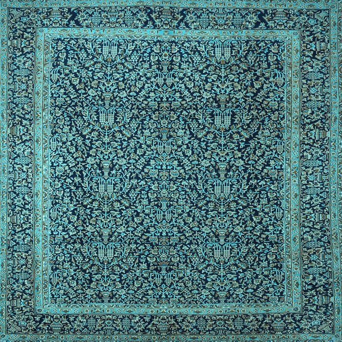 Square Machine Washable Persian Light Blue Traditional Rug, wshtr1121lblu