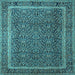 Square Machine Washable Persian Light Blue Traditional Rug, wshtr1121lblu