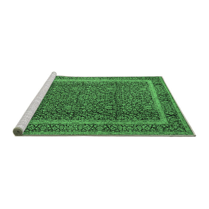 Sideview of Machine Washable Persian Emerald Green Traditional Area Rugs, wshtr1121emgrn