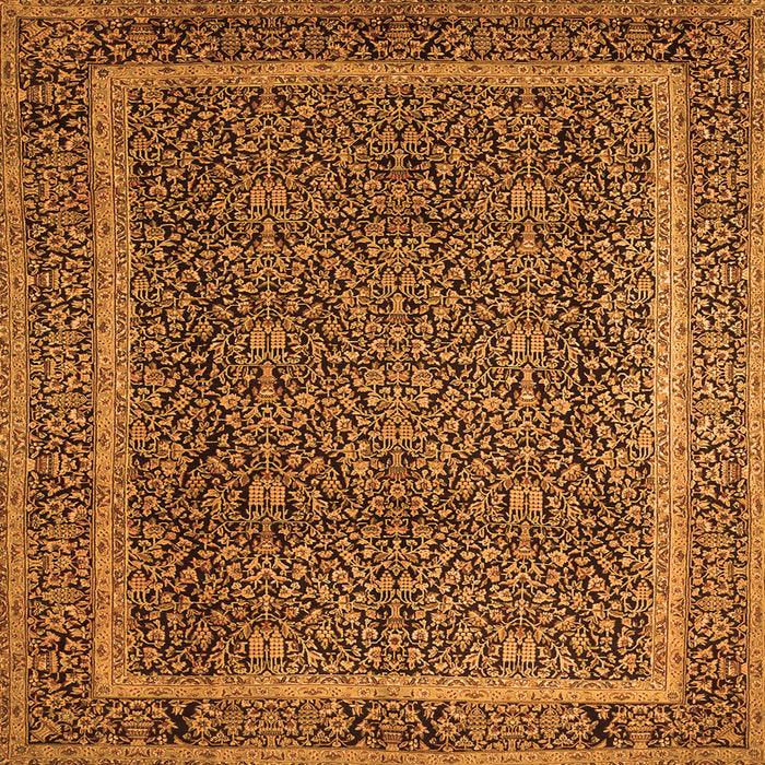 Round Machine Washable Persian Orange Traditional Area Rugs, wshtr1121org