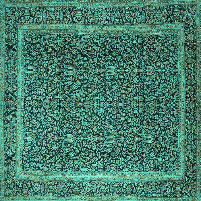Square Persian Turquoise Traditional Rug, tr1121turq
