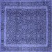 Square Machine Washable Persian Blue Traditional Rug, wshtr1121blu