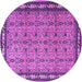 Round Machine Washable Persian Purple Traditional Area Rugs, wshtr1122pur