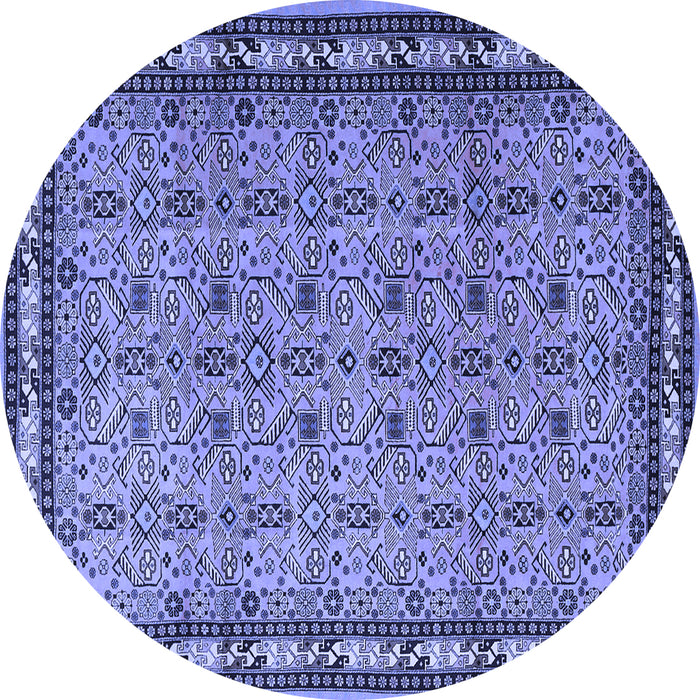Round Machine Washable Persian Blue Traditional Rug, wshtr1122blu