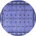 Round Machine Washable Persian Blue Traditional Rug, wshtr1122blu