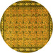 Round Persian Yellow Traditional Rug, tr1122yw