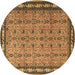 Round Machine Washable Persian Brown Traditional Rug, wshtr1122brn