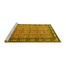 Sideview of Machine Washable Persian Yellow Traditional Rug, wshtr1122yw