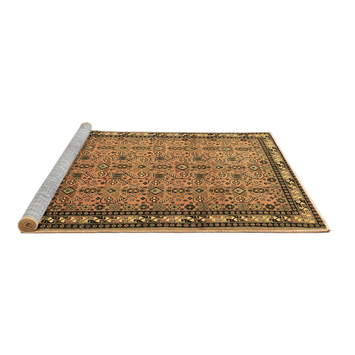 Sideview of Machine Washable Persian Brown Traditional Rug, wshtr1122brn