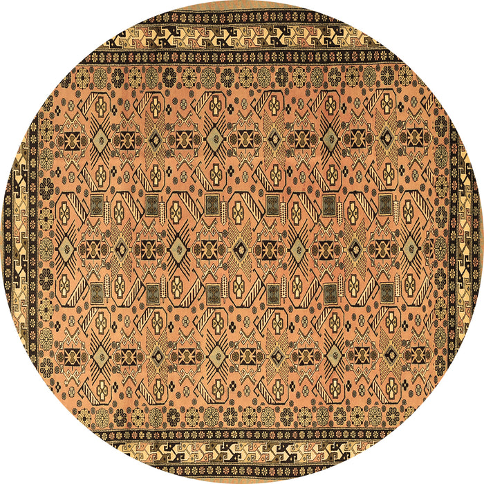 Round Persian Brown Traditional Rug, tr1122brn