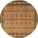 Round Persian Brown Traditional Rug, tr1122brn