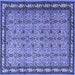 Square Machine Washable Persian Blue Traditional Rug, wshtr1122blu