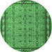 Round Persian Emerald Green Traditional Rug, tr1122emgrn