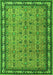 Serging Thickness of Machine Washable Persian Green Traditional Area Rugs, wshtr1122grn