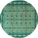 Round Persian Turquoise Traditional Rug, tr1122turq